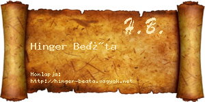 Hinger Beáta névjegykártya